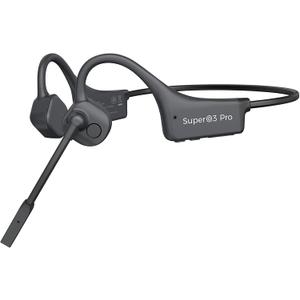 Bone Conduction Headphones with Mic Bluetooth 5.2 Open Ear Headphones with Boom Mic Wireless Headset Waterproof Earphones Conducting Headphones, Quick Charge, Multi-Point Pairing (Q3pro-Black)