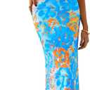 PRETTYGARDEN Women's Floral Bodycon Maxi Dress Summer Beach Sundress Sleeveless Spaghetti Strap Wedding Guest Dress (Blue, M)