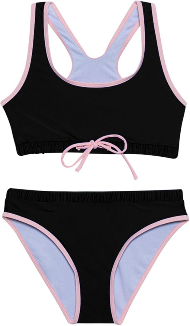 Gottex Kids Toddler and Little Girls Ocean Blue Colorful Two Piece Stylish Swimsuit UV Sun Protection Bathing Suit for Girl (4-5T, Black)