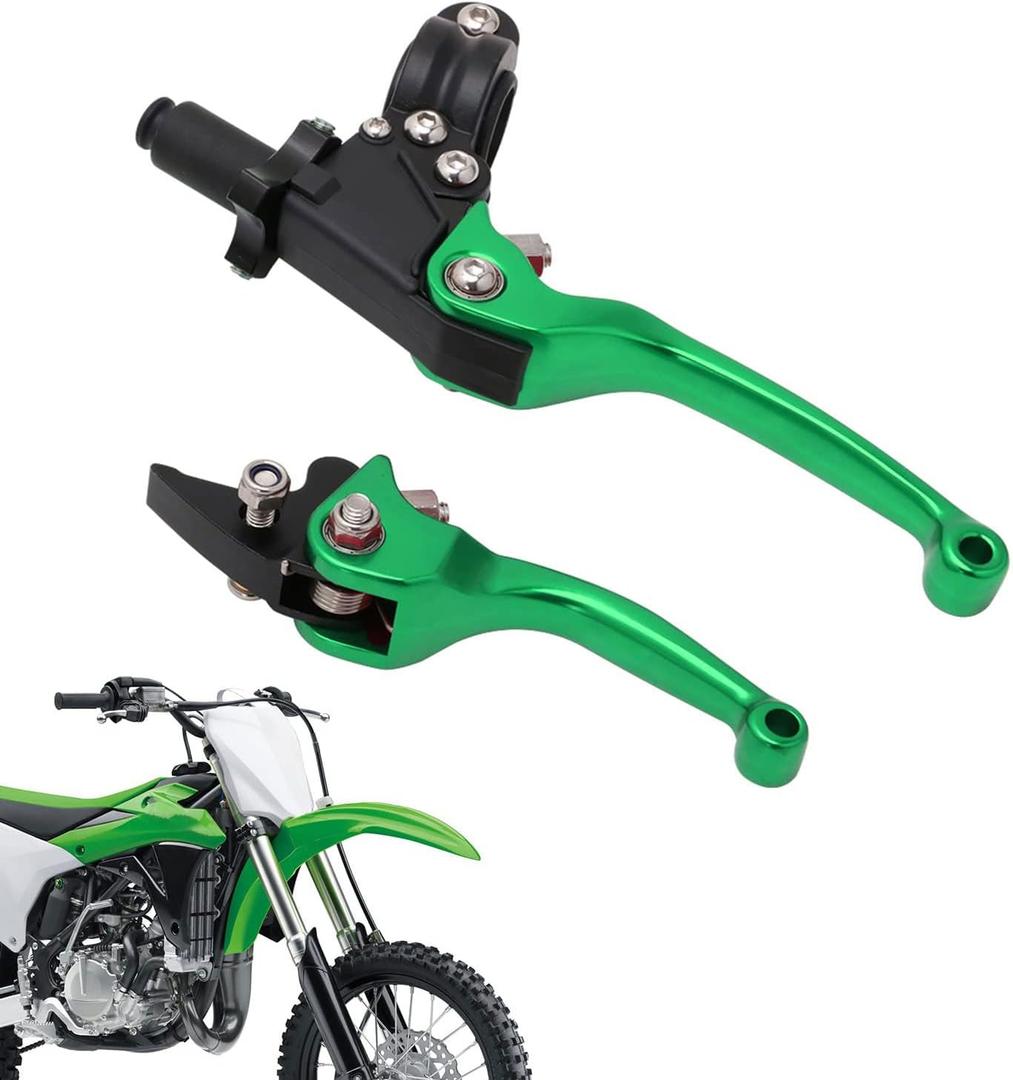 JFG RACING Motorcycle Brake Clutch Lever 7/8'' 22mm Folding Levers Aluminum Alloy Universal for CRF50 KLX SSR TTR 110 125 150 200 250cc Dirt Pit Bike ATV Mini Bike Green