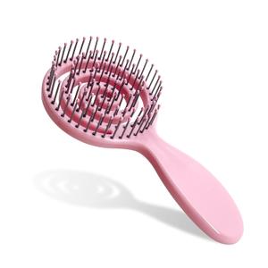 RAINS SECRET Lollipop Shaped Mini Detangling Hair Brush for Women,Men,Kid, Wet/Dry Hair,Pocket Detangler for Outing or Traveling (pink)