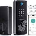 Proscenic L60 Smart Lock [Zinc Alloy IPX5 Weatherproof] Fingerprint Keyless Entry Door Locks for Front Door, Electronic Digital Deadbolt with App Control, Keypad Code, 2 Keys & Fobs, 1-Year Battery