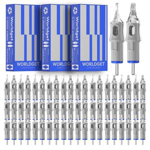 worldget Tattoo Cartridge Needles 3RL 5RL 7RL 9RL 11RL 15PCS Assorted Mixed Sizes #10 Bugpin RL RM Tattoo Needles for Tattoo Pen Machine