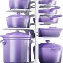 MUDEELA 8-Tier Pots and Pans Organizer under Cabinet, Heavy Duty Adjustable Pot Pan Organizers inside Cabinet, Kitchen Cabinet Organizers and Storage Pot Rack for Big Stockpots, Heavy Cookware, White