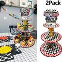 2 x 2 Pack Race Cars Cupcake Stands Birthday Party Supplies, 3-Tier Two Fast Racing Car Cardboard Cupcake Holder Dessert Display, Cars Wheels Birthday Decorations