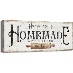 Happiness is Homemade with Love and Butter Funny Kitchen Sign, 8 x 24 Inch