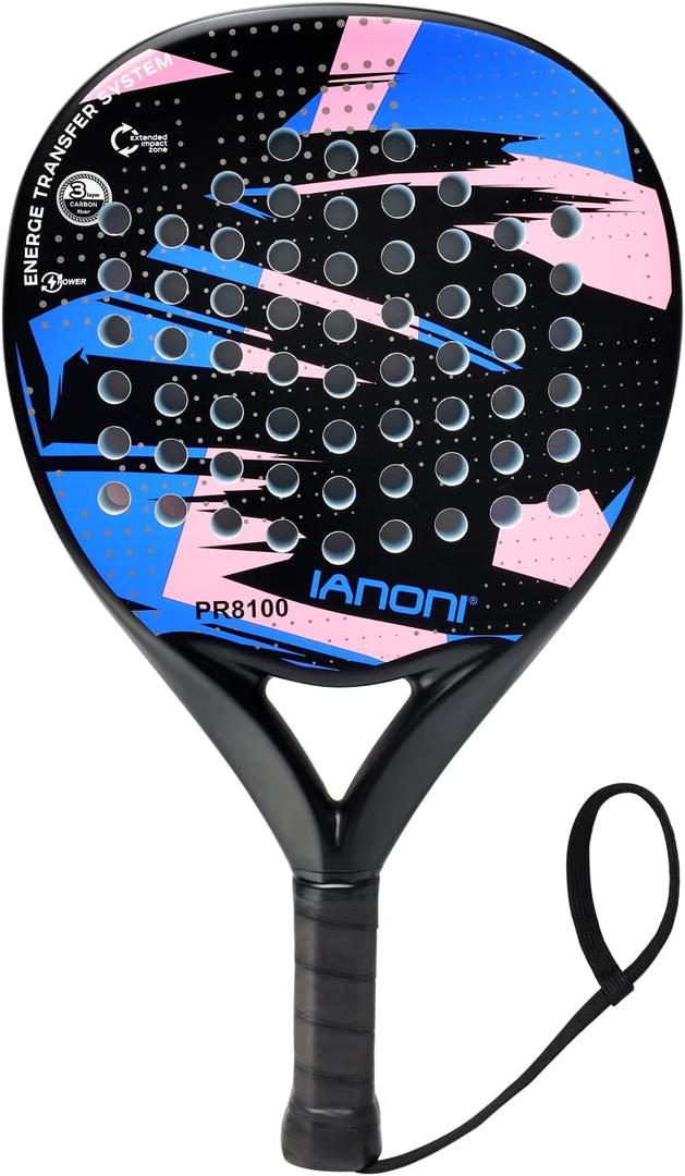 Padel Racket Carbon Fiber Surface with EVA Memory Flex Foam Core Lightweight Padel Racquet (blue)