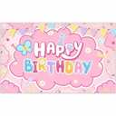 Monalivest 72x43inch Pink Birthday Photography Backdrop Cute Paw Bones Cartoon Dog Background Girls Kids Birthday Party Decorations Photo Banner Booth Props