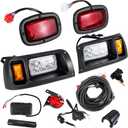 COOL STAR LED Headlights and Tail Light Kits Compatible with Club Car DS 1993-up Gas and Electric Carts 12V with Turn Signals Hazard Light Switch Wire Harness Horn Brake Pad and Instruction