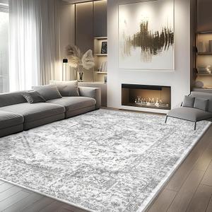 Area Rugs 8x10 Living Room - Machine Washable Rug Large Floor Carpet for Bedroom Dining Room Home (Protea-black/White)