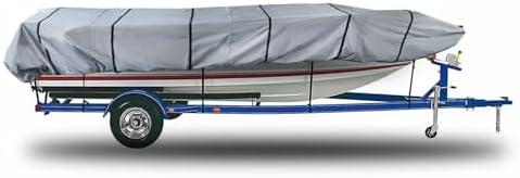 600D Jon Boat Cover Heavy Duty Waterproof Marine Grade UV Resistant Reinforced Adjustable Side Straps (12'-14' Long, 600D, Beam Width to 70")