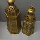 2 Pack Moroccan Lantern Lamp Decorative Candle Holders for Ramadan Decorations, Hanging, Outdoor Patio or Porch, Indoor Home DecorGold