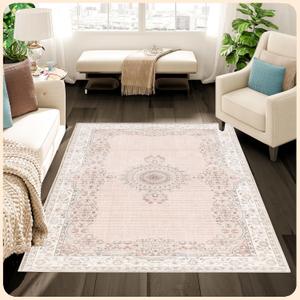 Istana Bedroom Rugs 3x5 - Beige Area Rugs - Kid & Pet Friendly Rugs 3x5 Non Slip - Non Shedding Area Rugs Bedroom - Eco-Friendly Easy to Clean Foldable Non Slip Rug