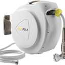 Retractable Garden Hose Reel, 5/8 in 100+6 ft, Heavy Duty Wall Mounted Water Hose Reel, Spring Power Automatic Rewind, Any Length Lock, 180° Swivel Bracket, 10 Pattern Spray Nozzle