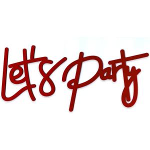 2 x Let's Party Sign for Balloon Arch - Large Felt Letters Reusable for Party Sign, Birthday Party, Graduation, Wedding, Bachelorette, Christmas, Home Bar, Man Cave Wall Decor - Red, 4mm Thick
