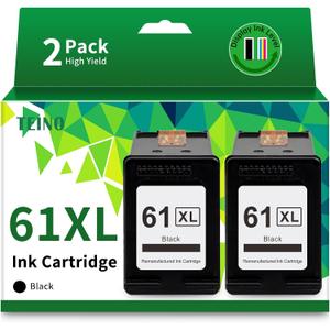 TEINO 61XL 61 Black Ink Cartridge Replacement for HP Ink 61 61XL Ink Cartridges for HP Printers Envy 4500 5530 4502 5535 OfficeJet 4630 4635 4632 DeskJet 2540 1010 3050a 2542 3510 (2 Black)
