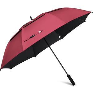 Gonex 80 Inch Golf Umbrella, Manual Open, Windproof, UV Protection | Black UV Coating, 210T Pongee, Fiberglass Shaft & Ribs, Rain & Water Resistant, Fits 4-6 People, Wine/ Black UV Coating