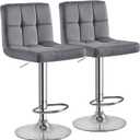 Bar Stools Set of 2,Adjustable Swivel Upholstered Counter Height Barstools with Back and Footrest,Stool Chair for Kitchen Counter Island Dining Room,Dark Gray