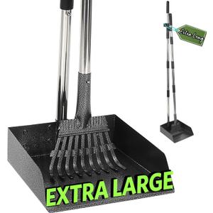 T2Y Pooper Scooper, 48'' Long Handle Dog Pooper Scooper, Adjustable Stainless Steel Rake & Extra Large Tray, Antirust & Durable Poop Scoopers for Yard, Lawn, Snowfield, Suitable for Multi-Dog Family (2Pack)
