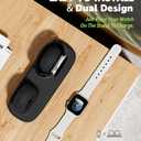 ELETIUO Dual Charger Stand Compatible with Apple Watch Series 49/46/45/44/42/41/40/38mm iWatch Ultra2/Ultra/10/9/8/SE2/7/6/SE/5/4/3/2/1,Silicone Dock Organizer Supports Night Stand Mode,Black