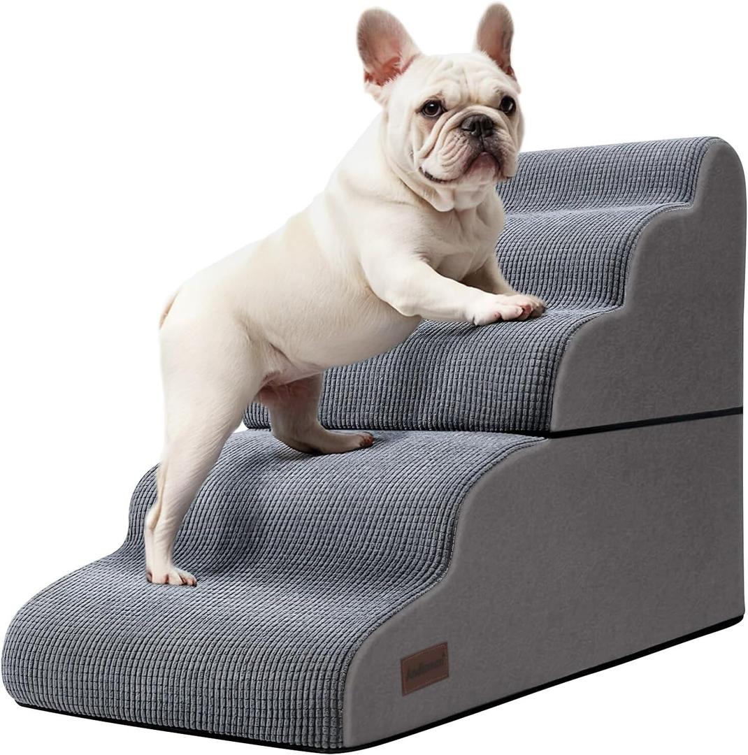 Dog Stairs and Ramp for High Bed, 5-Step Dog Steps for Small Dogs and Cats,Non-Slip Pet Stairs Suitable High Bed Climbing (Grey)