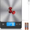 NASA-Grade 33lb Digital Kitchen Scale, Precisely Measures Grams and Ounces for Baking and Cooking,304 Stainless Steel (Silver Black)