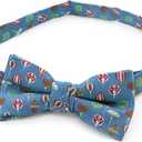 OCIA Holiday Pre-Tied Bowtie Christmas Halloween Festival Pattern Bow Tie for Men Boys (A Blue Green Red White)