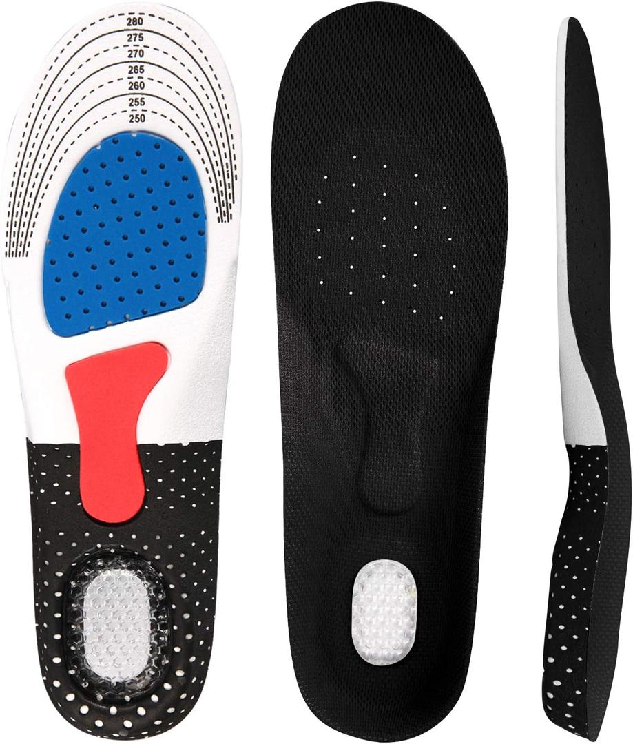 Shoe Insoles for Men & Women Plantar Fasciitis Orthotic Inserts Shock Absorbing Anti Fatigue for Walking, Runing and Sports (Womens(5.5-8), Mens(6-7), Black)