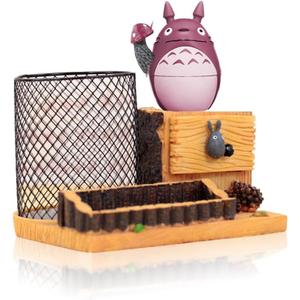 Lependor Adorable Stump-Shaped My Neighbor Cute Pen Holder Cute Japanese Animation Resin Desktop Organizer Container Stationery Storage Office Desk Decoration Study Bookshelf Decor