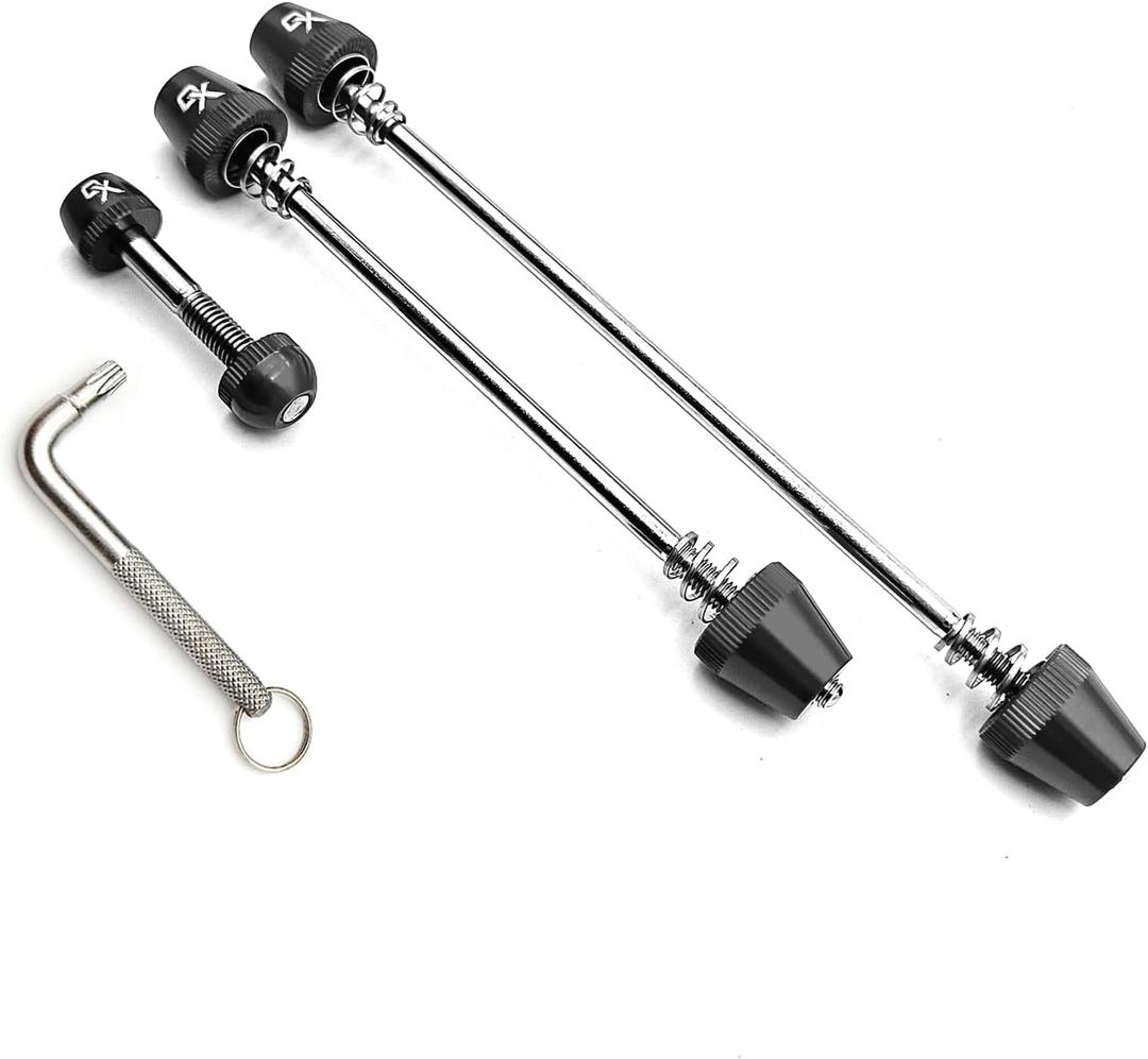 ONIPAX Bike Anti-Theft Locking Skewer 7 Lobe Bicycle Wheel Hub Secure (Black with Seatpost Bolt)