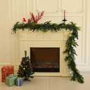 Norfolk Pine Garland Artificial Real Touch Green Thick Cedar Cypress Spruce 9FT Greenery Christmas Decor for Mantle Fireplace Wall Table Railings Indoor Outdoor Xmas Decorations