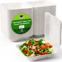 JOLLY CHEF Clamshell To Go Containers, 8 * 8" 50-Pack, Sugarcane To Go Boxes for Salad, Lunch