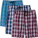 MoFiz Men's Sleepwear Shorts Pajama Bottom Lounge Short Plaid Button Open Fly 3Pack L