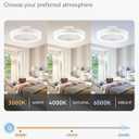LEDIARY 22 Inch Low Profile Ceiling Fans with Lights, Led Bladeless Ceiling Fan, Remote Control Enclosed Flush Mount Ceiling Fan with Timming, 3000-6000K, 6 Wind Speed-White RGB