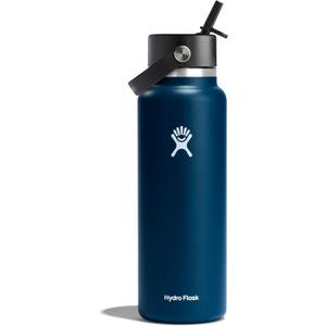 Hydro Flask Water Bottle - Insulated Stainless Steel - Wide Straw Lid, Non Spill, Leakproof in 40 Oz Indigo Blue