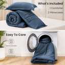 Love's cabin Navy Blue Queen Comforter Set, 3-Piece Prewashed Queen Size Bedding Set with 1 Comforter (90" x 90") and 2 Pillowcases (20" x 26"), Lightweight & Breathable Bed Set for All Seasons | Soft, Breathable, Lightweight, Comfortable