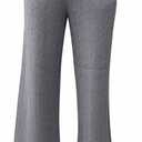 Women's Knit Wide Leg Pants, Cable Pattern, Elastic Waist, Grey, One Size