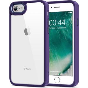 HOOMIL for iPhone SE 3rd/2nd Gen, iPhone 7/iPhone 8, Non-Yellowing, Drop Protection, Anti-Scratch Transparent Hard Back Phone Cover - Dark Purple