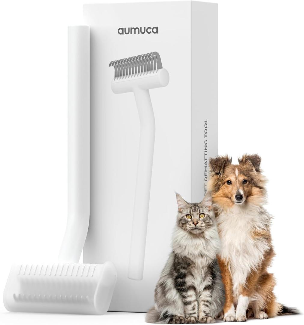 aumuca Undercoat Rake for Dogs & Cats  Deshedder & Grooming Brush  Dog Brush & Cat Brush for Long or Short Hair  Dematting Comb for Matted Fur, Kitten, Puppy, Rabbit, Horse