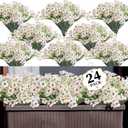 ColoPlay 24 White Bundles Artificial Flowers for Outdoors/Indoors Fake Flowers Plants for Indoor Outside Garden Porch Window Box Home Wedding Farmhouse