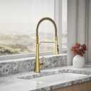 KOHLER 23765-2MB Tone Semi Professional Kitchen Sink Faucet, Pre-Rinse Kitchen Faucet, Commercial Faucet, Vibrant Brushed Moderne Brass