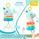 Jollybaby Baby Musical Pull String Hanging Toy for Stroller Car Seat Crib Play Gym, Plush Stuffed Whale Toy for Carseat with Music Teether Crinkle Paper, Sensory Toy for 0-6-12-18 Months Baby Gift