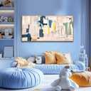 Artexist Large Abstract Canvas Wall Art Pink Painting Yellow Bedroom Decor Navy Art Photo Prints Minimalist Pictures Poster Artwork 20"x40"