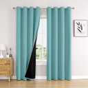 ChrisDowa 100% Blackout Curtains 84 inch Long for Bedroom with Black Liner, 2 Thick Layers Total Blackout Thermal Insulated Grommet Window Curtains 2 Panels Set (Aqua, 52 x 84 Inch)