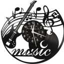 KingLive Music Vinyl Record Wall Clock, Music Room Decoration, Music Theme Wall Clock. (Music D)