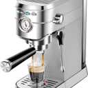 CASABREWS CM5418 Espresso Machine 20 Bar, Compact Espresso Maker with Steam Milk Frother, Stainless Steel Coffee Machine with 34oz Removable Water Tank for Cappuccino, Small Latte Machine, Silver