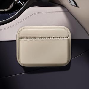 Driver's Car Storage Bag, Small Car Side Pocket Organizer for Car Seats, Doors and Consoles, PU Leather (Beige)