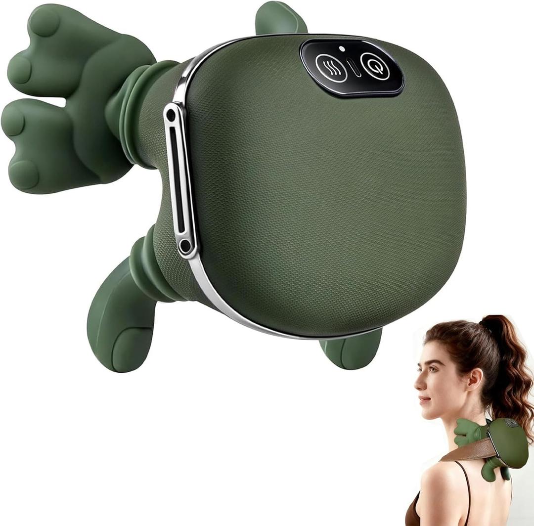 Neck Massager with Finger Kneading, Deep Tissue Neck & Shoulder Massager, 4D Palm-Kneading Massage with Heat, Wearable Strap, Gentle Warmth for Stress & Tension Relief