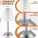 Liliful 2 Pcs Cordless Table Lamp Rechargeable Touch LED Small Gold Portable Battery Operated USB-c Desk Lamp 3 Color Dimmable for Bedroom Living Room Dining (Silver,Diamond Style)
