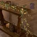 Hairui Lighted Artificial Olive Garland 6FT 96 LED Fairy Lights Battery Operated, Faux Vine Lights with Timer for Spring Christmas Holiday Fireplace Decoration